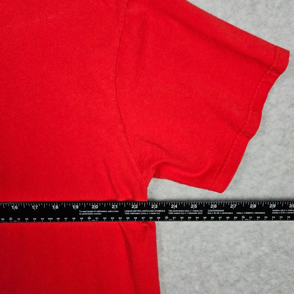 Nike (Mens XL) Red T-Shirt Script Logo Center Swoosh Cotton Short Sleeve Tee VTG